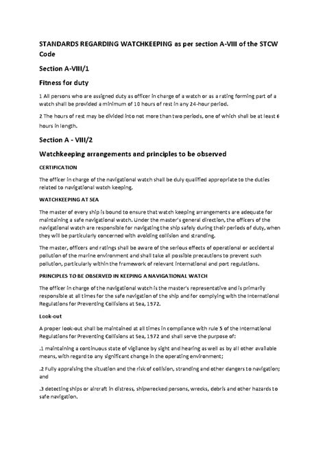 bridge watchkeeping|CHAPTER VIII Standards regarding watchkeeping.